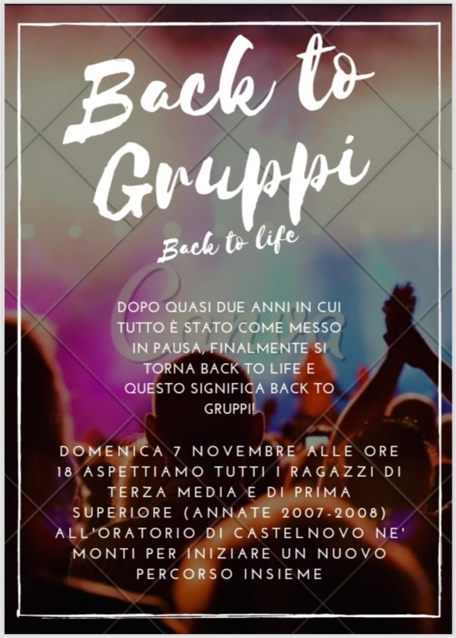 BACK TO GRUPPI – BACK TO LIFE (Incontri per ragazzi di 3 media e 1 superiore)